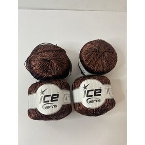 Dark Brown Metallic Accent Viscose Nylon Ice Yarn 50gr 100m Lot Of 4